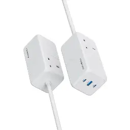 Powerology 65w Power Strip With Dual Power Socket PWPS65W-WH