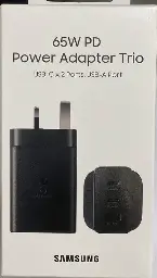 Samsung 65w PD power Adapter Trio with Dual USB-C & 1 USB-A Port EP-T6530NBEGAE