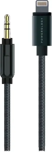 [7946043887242] Powerology 1.2m Aluminum Braided Lightning to 3.5mm Audio Cable P12LAUGY