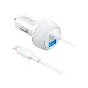 Anker PowerDrive 2 Elite With Lightning Connector + 1 USB Port White A2214H21
