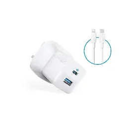 Anker 323 33w Dual Port 20w USB-C 12W USB-A Charger with USB-C to Lightning Cable White B2331K21