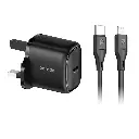 Porodo Dual Port Quick Charge USB-C PD 20w USB-A QC 18w Charger with 1.2m USB-C to Lightning Cable PD-20WACCL-BK