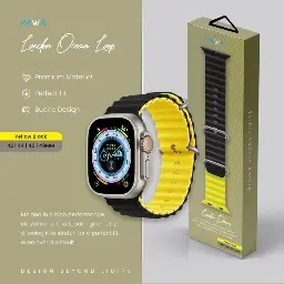 Pawa London Ocean Watch Strap 42/44/45/49mm Black Yellow PW-WLLOIW-BKYL