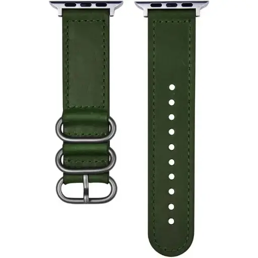 [6938595338250] Devia Tricyclic Real Leather Watch Band 38/40mm - Green 338250