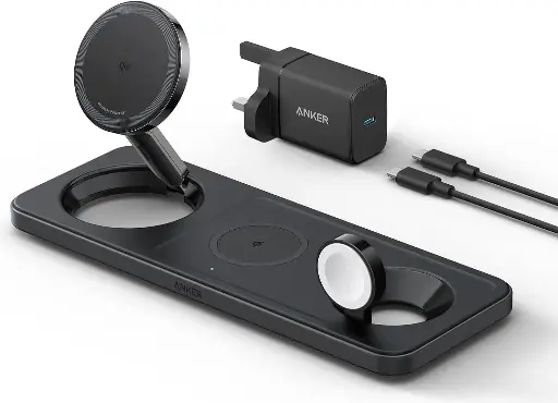 [194644157142] Anker MagGo 15w Wireless Charging Station 3in1 Pad with Charger & USB-C Cable B25M1211