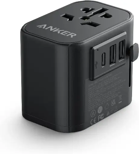 [194644121334] Anker 312 30w 2-USB & USB-C Port 4-Region Travel Adapter A9212K11