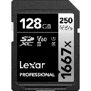 Lexar 128GB Professional 1667x UHS-II V60 U3 250MB/s C10 SDXC Memory Card LSD128CBNA1667