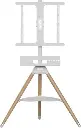Porodo Wooden Tripod TV Stand Compatible Screen Size - 32"-65", TV Bracket Size - 550x485mm, Versatile Angle Control, Media Device Storage, VESA Compatible PD-ATVFT-WH