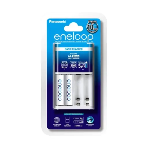 [8887549606816] Panasonic Eneloop Battery Charger with 2 AA 2000mAh Batteries K-KJ51MCC20S