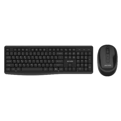 [6849108440998] Porodo Dual Wireless 2.4G+BT Keyboard with Mouse Set - Black PD-W24KBM-BK