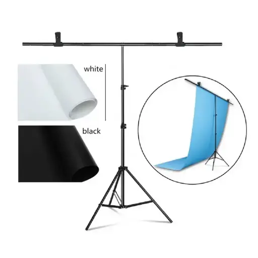 [FOC-TSHAPE-68X68] Focus T-Shape Backdrop Kit with 3 PVC Backdrop (68x68cm) + Clamp + Stand
