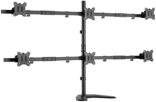 [SH 57 T06] Skill Touch SH 57 T06 Free Standing Pole Mount 6 Screen Monitor Tabletop Stand, Suitable For Most 17-32" Screens, 100x100mm and 75x75mm VESA, Cable Management, Black