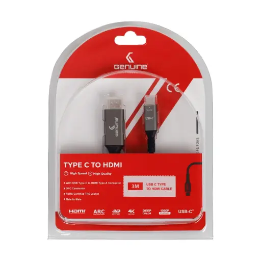 [GNUSBCHD3M] Genuine 4K USB-C To HDMI Cable 3 Meter GNUSBCHD3M