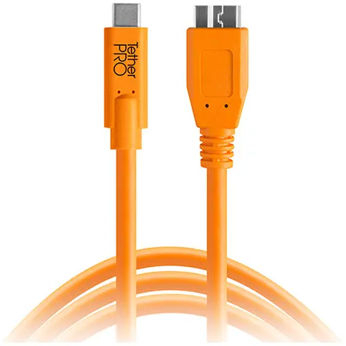 [818307014473] Tether Tools TetherPro USB Type-C Male to Micro-USB 3.0 Type-B Male Cable (15', Orange) CUC3315-ORG