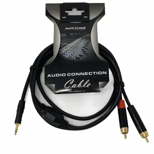 [8820080039439] Roxtone G Series Audio Connection Cable 3.5 mm Stereo To 2RCA 1.5Mtr GPTC140L1.5