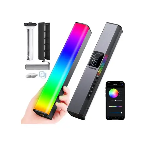 [10103533] Neewer RGB1 Magnetic Handheld LED Light Stick (Silver, 9.8")