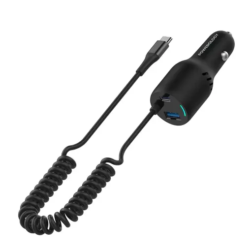[7834953556825] Powerology Car Charger With USB-C Cable Triple Output PD100w PCCSR016