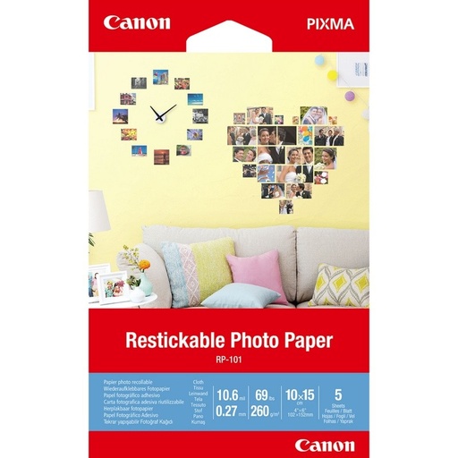 [4549292137606] Canon RP-101 4x6 Restickable Photo Paper 260gsm 5-Sheets 3635C002