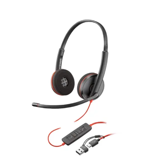 [8X228A6] Poly Blackwire 3220 USB-C + USB-A Black Headset 8X228A6