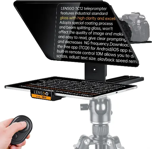 [6971297391567] Lensgo TC12 12.9-Inch Teleprompter with Remote Control APP Compatible