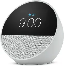 Amazon Echo Spot Smart Alarm Clock with Vibrant Sound + Alexa Glacier White