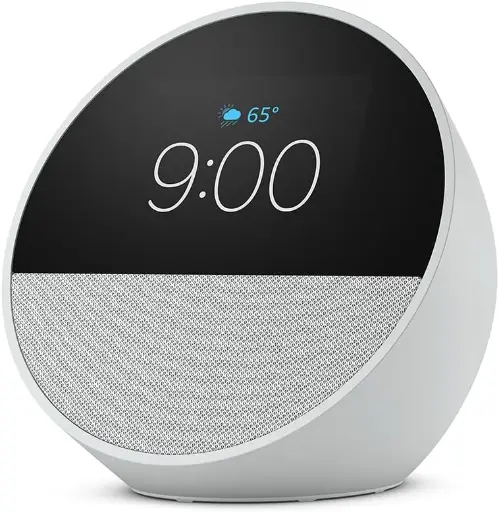 [840268922870] Amazon Echo Spot Smart Alarm Clock with Vibrant Sound + Alexa Glacier White
