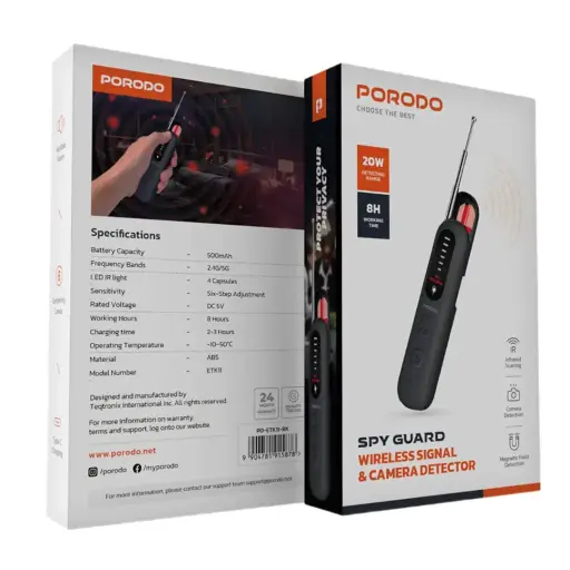 [9904781915878] Porodo Spy Guard Wireless Signal & Camera Detector PD-ETK11-BK