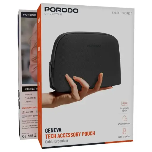 Porodo Lifestyle Geneva Tech Accessory Pouch PDLFSTPBK
