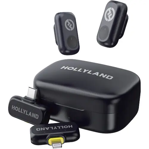 [6976068118336] Hollyland LARK A1 Combo 2-Person 2.4GHz Wireless Microphone System with USB-C and Lightning Connectors for Mobile Devices Space Gray HL-LARK A1 COMBO