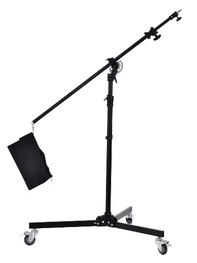 [PV W BOOM STAND] ProVision 380cm Wheeled Boom Stand With Sand Bag Black