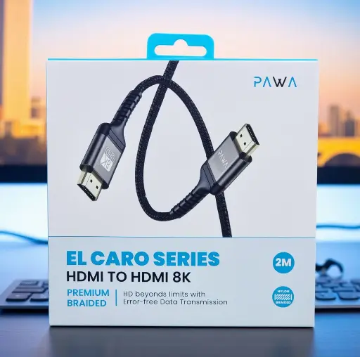 [6476971390190] Pawa EL Cario Series 2Mtr 8K HDMI Cable Braided PW-ELHD8K2M