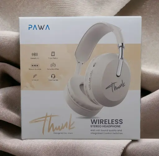[6476971389088] Pawa Thunk Wireless Stereo Headphone White PW-OEHF423-WH