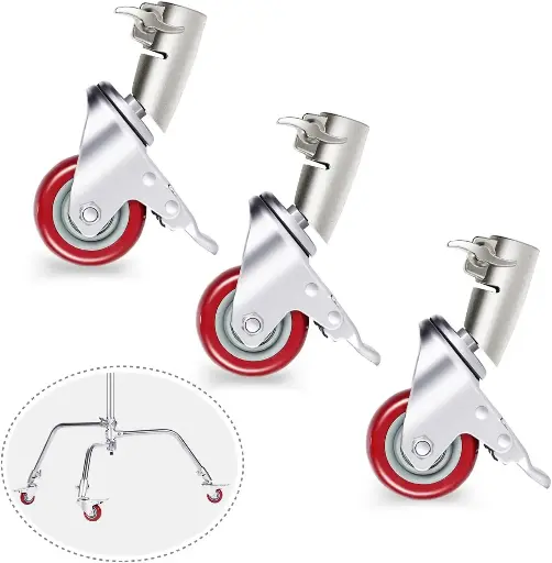 [191073051096] NEEWER Swivel Caster Wheel Set 3Pcs Pack 75mm Diameter for C-Stand of 25mm Diameter Leg 10097054