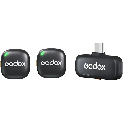 [6952344244845] Godox C01 2-Person Wireless Microphone System with USB-C Connector for Mobile Devices (2.4 GHz, Black)