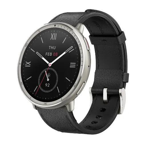 [6970100377569] Amazfit Active 2 Round Smart Watch Leather Black