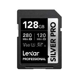 Lexar Professional SILVER PRO SDXC™ 128GB UHS-II Card,up to 280MB/s read, 120MB/s write, C10 U3 V60 LSDSIPR128G-BNNNG