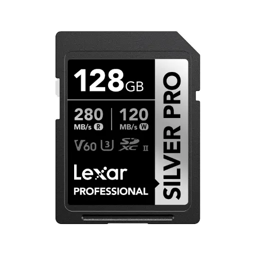 [843367131280] Lexar Professional SILVER PRO SDXC™ 128GB UHS-II Card,up to 280MB/s read, 120MB/s write, C10 U3 V60 LSDSIPR128G-BNNNG