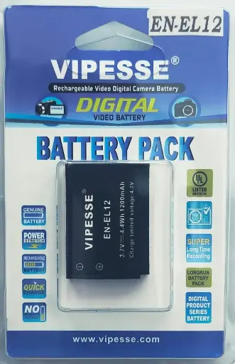 [VP-EN-EL12] Vipesse EN-EL12 3.7V 4.4Wh 1200mAh Rechargeable Battery for Nikon