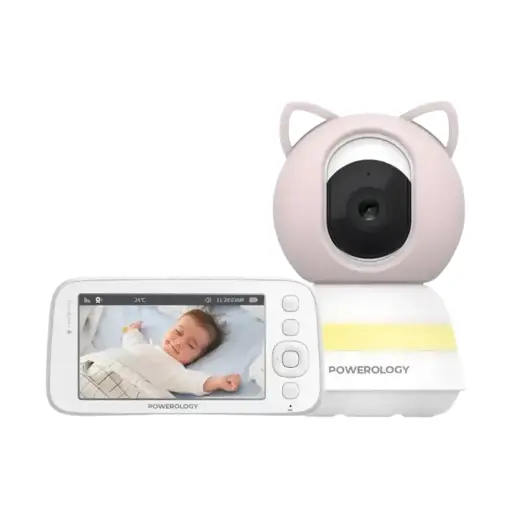 [9904781239912] Powerology Monitor & App Baby Camera Pink PSM003