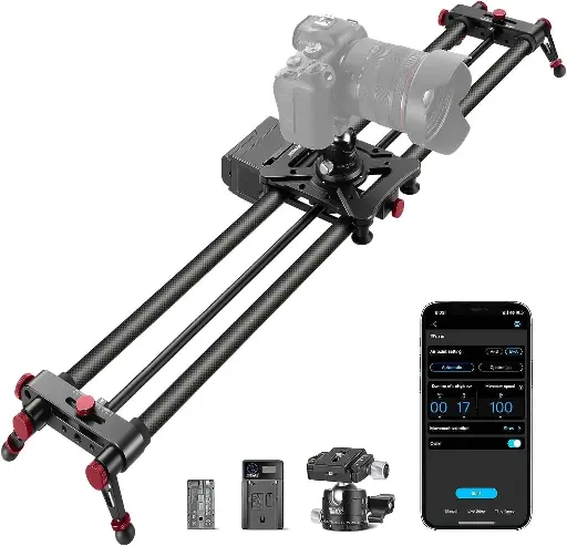 [10101208 X002E3S079] Neewer ER1 120 cm Carbon Fiber Motorized Camera Slider App & Remote Control 5 kg Payload DSLR/Mirrorless/Vlogging Slider ER1-120