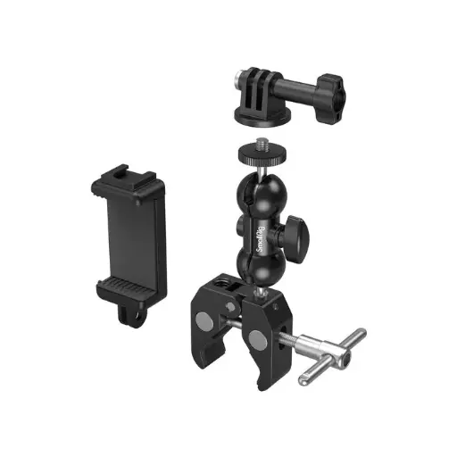 SmallRig Crab-Shaped Super Clamp with Ball Head Magic Arm, Action Mount & Phone Holder Kit 4373