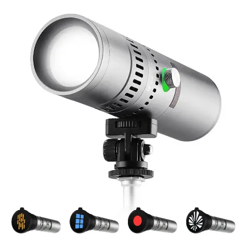 K&F Concept RGB SP25C Flashlight for Photography, 4500mAh Aluminum Alloy Studio Video Light, 25W Rechargeable LED Light, 4 Color Fill Light with 20 Gobos, Zoomable Focus KF34.063