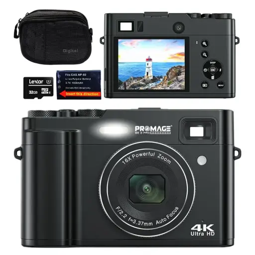 [799833001024] Promage PC120 4K 48MP Ultra HD Digital Camera Black