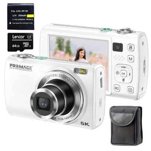 Promage 5K Ultra HD+ 64MP 5X Optical Zoom Dual Lens Digital Camera PC275