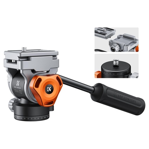 [KF31.087] K&F Concept FH-03 Video Fluid Head, Arca-Swiss Compatible (5kg)