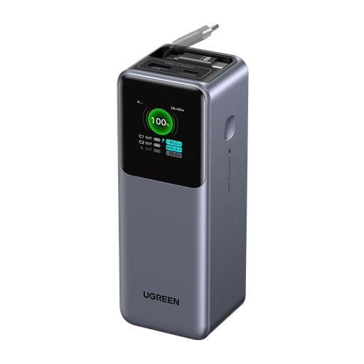 [6941876269921] UGREEN Nexode Power Bank 20000mAh 165W with Retractable USB-C Cable, Gray