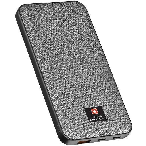 [6290361187838] Swiss Military Power Bank 10000mAh 2C1A with 20W PD Fast Charge Grey SM-PB-10K-2C1A-PD-FASTCHRG-GRY