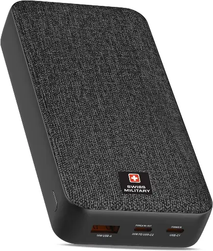 [6290361187852] Swiss Military Power Bank 20000mAh 2C1A with 20W PD Fast Charge Black SM-PB-20K-2C1A-PD-FASTCHRG-BLK