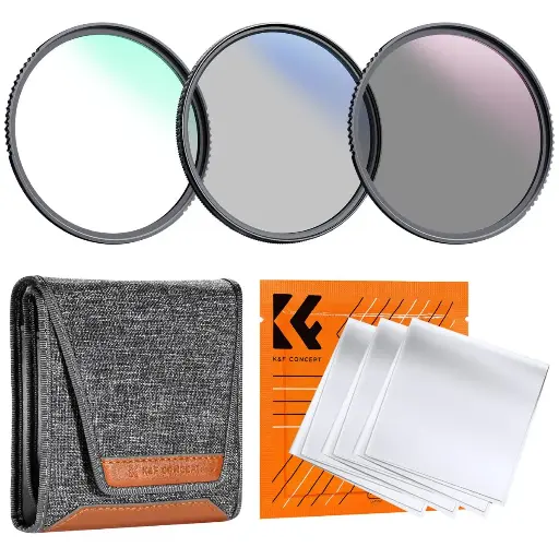 [SKU.1945V3] K&F Concept 82mm MCUV+CPL+ND4 Filter Kit with Cleaning Cloths & Pouch, K Series SKU.1945V3