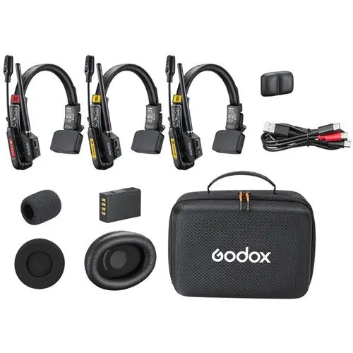 Godox SkyTalk Air 3S 3-Person Full-Duplex Wireless Intercom Headset System (2.4 GHz) SKYTALK AIR 3S